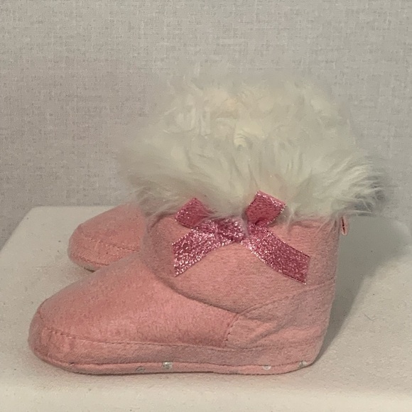 2 Pair Infant Boots |Faux Fur/ Bows/Hook & Loop Closure Size 3 Infant Soft Sole - Picture 3 of 8